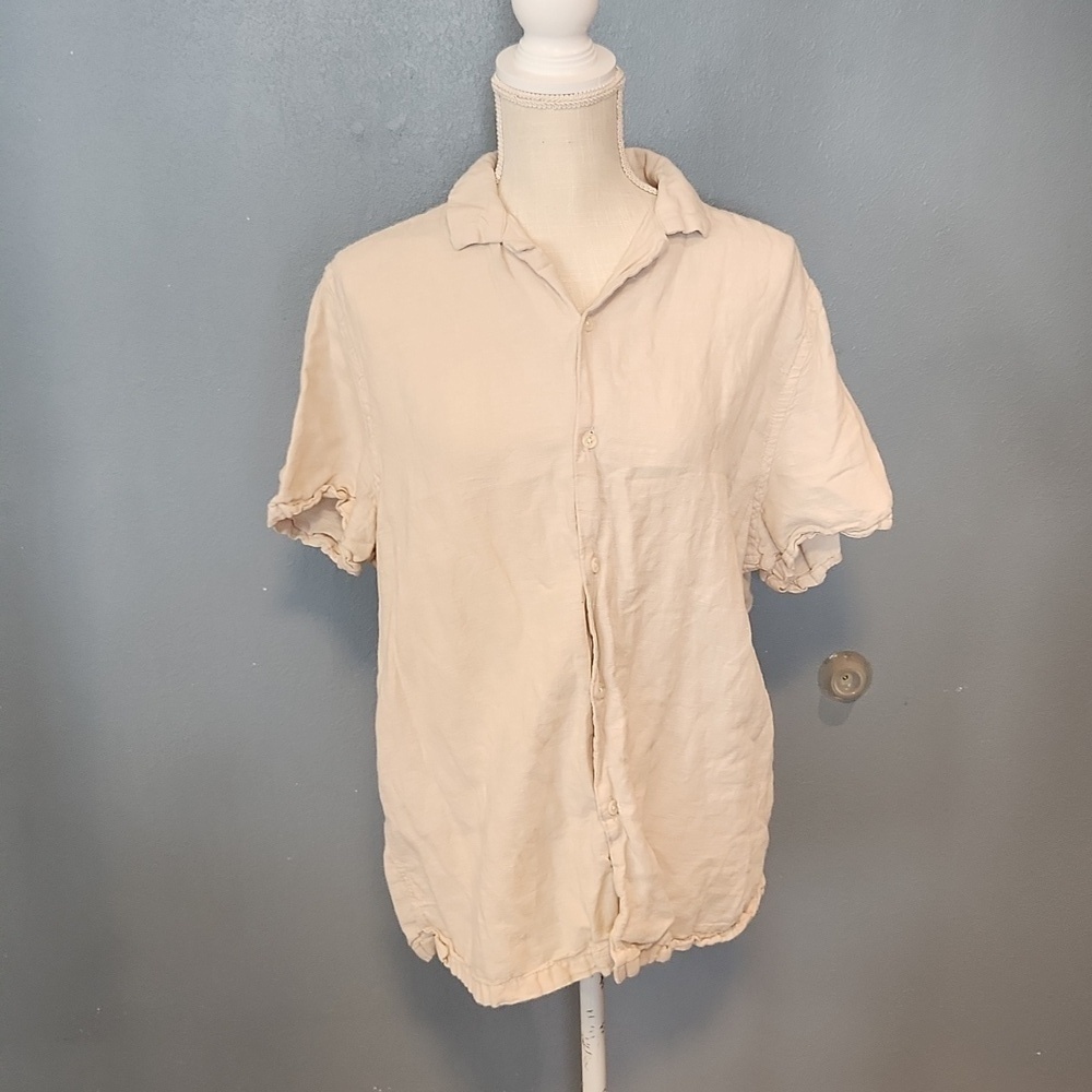Asos linen Cotton blend short sleeve button down blouse
